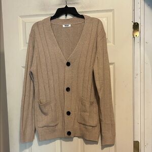 Coofandy Men’s Beige Cardigan Sweater Size Medium with Pockets